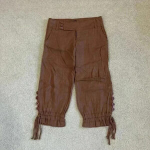 Bebe Brown Linen Cropped Pants Womens Size 0